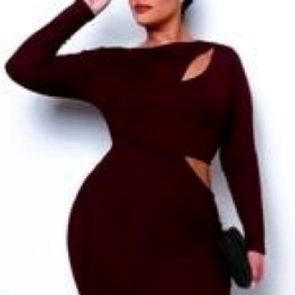 Plus Size Tempting Dress - Burgundy